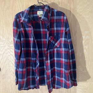 Plaid Flannel Shirt - Red and Blue